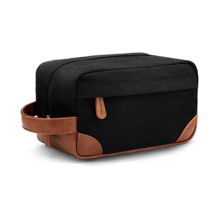 Neceser Colgante Dopp Kit para hombres, Bolsa de afeitar de Lona resistant al agua con gran capacidad para Viajes, Negro - 1