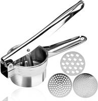 LMETJMA Rallador De Papas De Acero Inoxidable Con 3 Discos Interchangeables Y Squeezer De Limón Manual Herramienta Para Frutas Y Verduras KC0442 - details 0