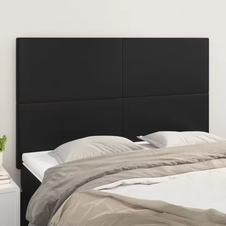 vidaXL Cabeceros 4 unidades cuero sintético negro 72x5x78/88 cm - 1