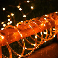 Cadena De Luces Solares De 100 LED Para Jardín Y Decoración De Navidad 12M 8 Modos Impermeable Naranja Luces De Hadas Art Decó - details 1