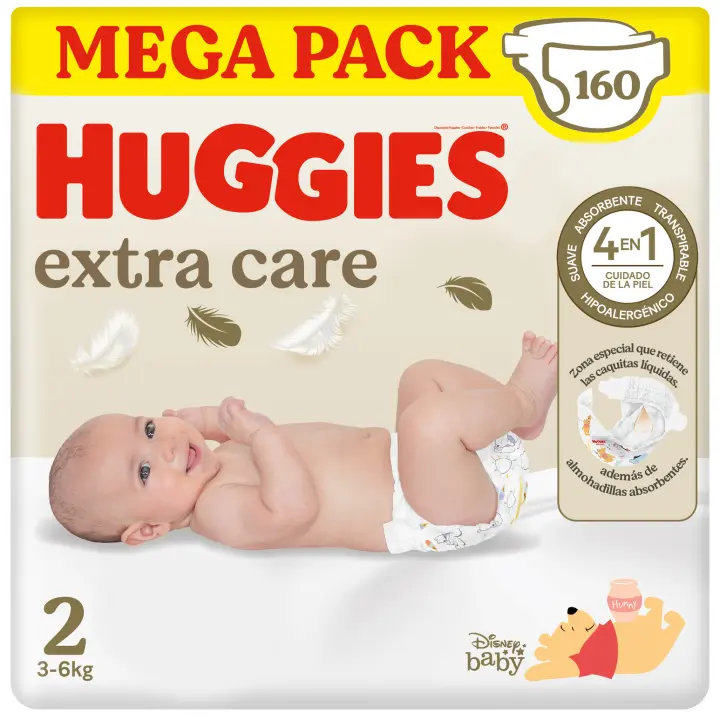 Huggies Extra Care Pañales Bebé Mega Pack, Tallas  1,2,3,4,5 - 1