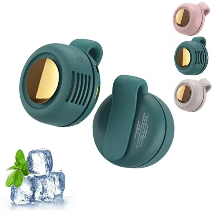 Ventilador de cuello pequeño Whirlwind con clip, portátil, recargable, 3 velocidades, para viajes, mini ventilador de cuello sin hojas para exteriores (verde) - 1