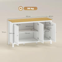 HOMCOM Aparador de 3 Puertas, Aparador de Salón con Estantes Ajustables, para Cocina, Entrada, Comedor, Dormitorio, Blanco, 120x40x70 cm - details 2