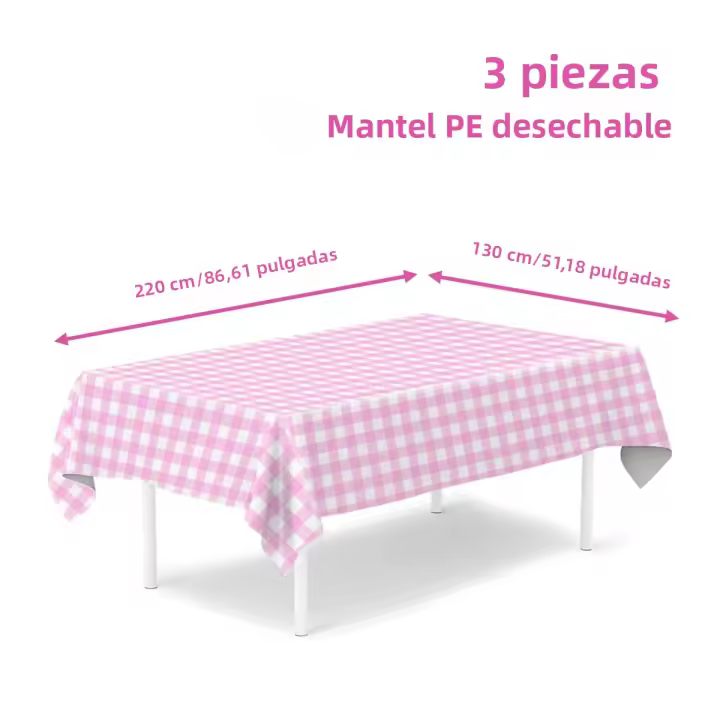 Mantel De Plástico PE a Cuadros Rosa Verde Blanco Para Fiestas De Cumpleaños Restaurante Cocina Picnics Interior/Exterior Decoración De Boda - 1