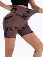 Shorts De Gimnasio Para Mujer Con Diseño De Tie Dye Y Cintura Elástica Ancha Sin Costuras De Alta Cintura Leggings De Deporte - details 12