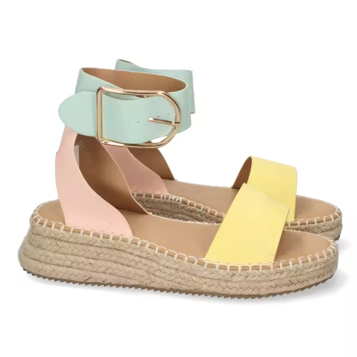 PuntoSalao Sandalias planas mujer con yute color amarillo 1EC-0138 - 1
