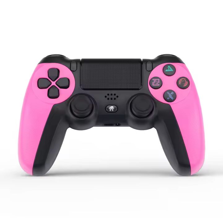 NK Mando para PS4 / PS3 / PC / Móvil Inalámbrico - Wireless Controller con Dualshock, Función Detección 6 ejes, Luz LED, Panel Táctil, Entrada para Auriculares, Cable de Carga incluido - Rosa - 1