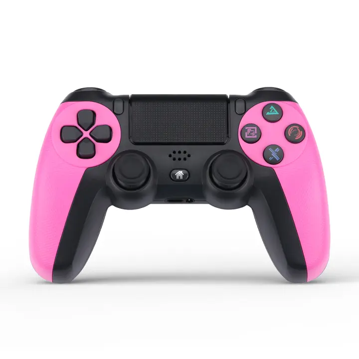 NK Mando para PS4 / PS3 / PC / Móvil Inalámbrico - Wireless Controller con Dualshock, Función Detección 6 ejes, Luz LED, Panel Táctil, Entrada para Auriculares, Cable de Carga incluido - Rosa - 1