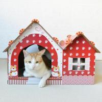 Waneka Casa Navidad para Gatos casa de cartón desmontable lo mejor para pasar una Navidad con tu michi - details 0