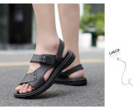 Sandalias De Verano Para Hombre PU Cuero Tacones Medios Antideslizantes Abierta Delante Zapatillas De Playa Cierre De Hebilla - details 10