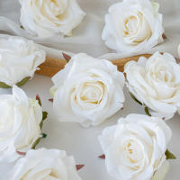 10PCS Flores Artificiales Rosa Silken Para Decoración De Hogar Accesorios De Fiesta Navidad Coronel De Cabeza Muñeca Flor - details 10
