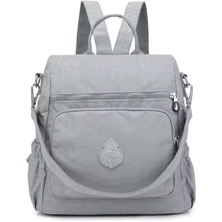Mochila Mujer Casual Bolso Mochila Antirrobo Impermeable Nylon Mochila Escuela Multifuncional Gran Capacidad Bolso Bandolera Mochila de Viaje, Gris - 1