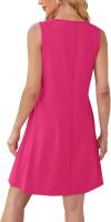 Vestido De Mujer Verano 2025 Con Bolsillos Cuello En O Manga Corta Sin Costuras Estilo Casual Largo De Rodilla Polyester - details 7
