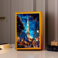 Lámpara De Noche LED En Forma De Luna De París Para Decoración Del Hogar Y Regalos De Navidad Marco De Fotos Con Iluminación De Dibujo De Ciudad Luz Para Mesa Lateral - details 7