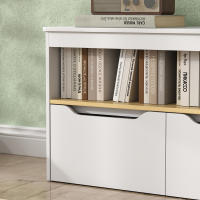 AIYAPLAY Estantería para Juguetes Infantil Librería Infantil con 2 Cajones y Compartimento para Salón Dormitorio Sala de Juegos 80x30x45 cm Blanco - details 3