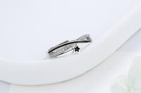 Anillo de mujer de Plata de Ley 925, Anillo Abierto con Estrella Fugaz, incrustaciones de encircled, tamaño ajustable, Gift de cumpleaños de Navidad, adecuado para Tallas: 49-57 - details 1