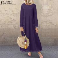 Vestido De Crochet De Encaje Otoño ZANZEA Invierno Para Mujer Sudadera Con Capucha Manga Larga Suéter Pullover De Fleece Sundress De Cuello Redondo Longitud Hombros - details 3