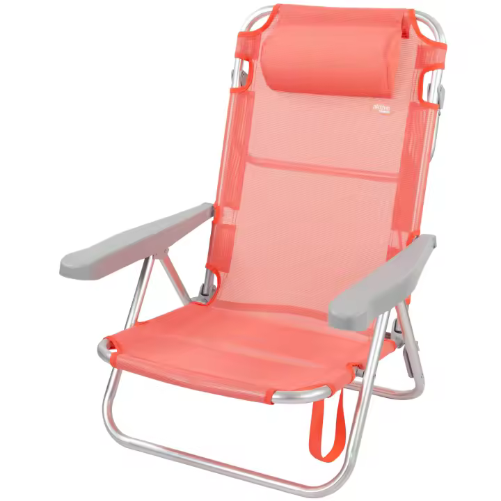 Silla plegable multiposición aluminio Aktive, Silla reclinable de playa, Silla multiposición, Silla plegable con respaldo reclinable, Silla de playa, Silla baja de playa, 48 x 45,5 x 84 cm - 1