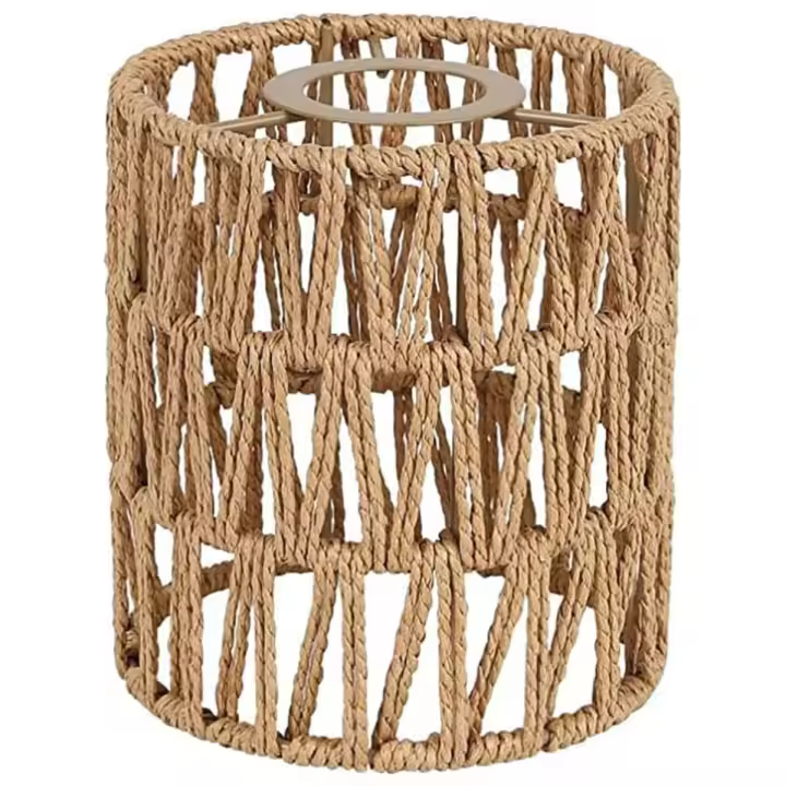 Sombra bohemia de repuesto para ventilador de techo, candelabro colgante de 5,9 pulgadas de altura, cubierta de luz tejida cilíndrica - 1