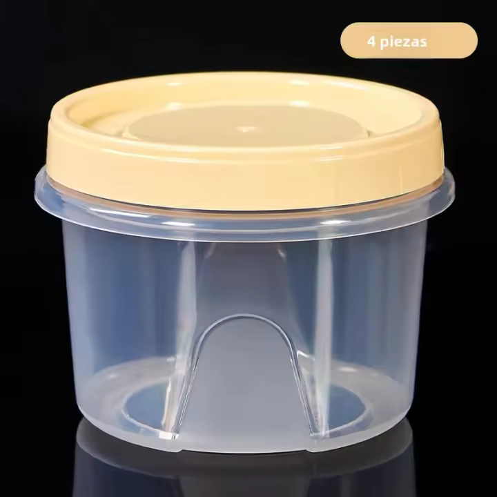 Caja De Almacenamiento De Alimentos Redonda 500ml Pack De 4 Para Frutas Y Aperitivos Microwaviable Y Tapa Sellada Para Refrigerador - 1
