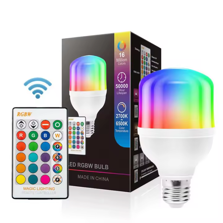 Bombilla LED Inteligente Con Control Remoto Y Cambio De Color Recuerda El Color RGB Siete Colores Fuente De Alimentación AC Vida Media 10000 Horas Base E27 Para Sala De Estar - 1