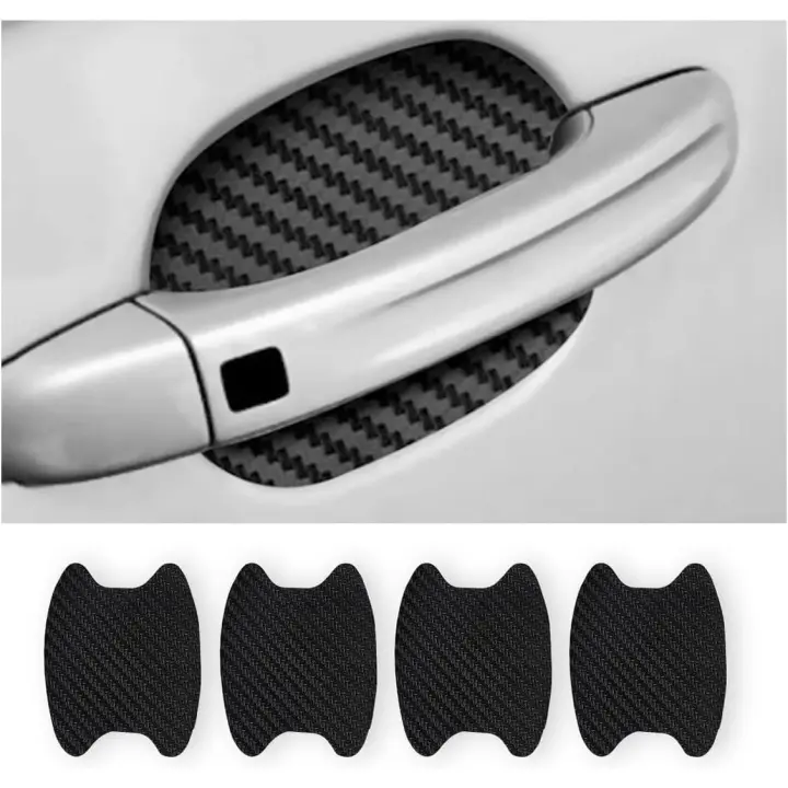 piezas de pegatinas de fibra de carbono antiarañazos para puerta de coche, película protectora para manija de puerta de coche que no deja marcas, universal para la mayoría de manijas de coche - 1