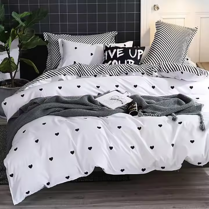 Checked Bed Linen 220 x 240 cm Beige Checked Pattern Microfibre Bed Linen Sets and 2 Pillowcases 80 x 80 cm ÖkoTex Certified Duvet Cover Reversible Bed Linen with Zip - 1