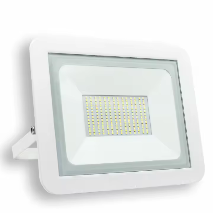 PROJETOR LED PLANO BRANCO MATEL IP65 100W FRIA - 1