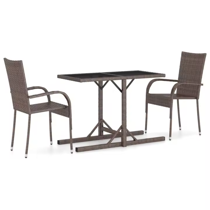 Conjunto de jardín VidaXL 2 sillas+1 mesa tapa vidrio - 1