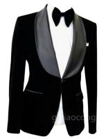 Chaleco De Veludo Negro Para Hombre Traje De Prom Tuxedos De Un Botón Casual Boda Fiesta Solamente Chaqueta De Negocios - details 2