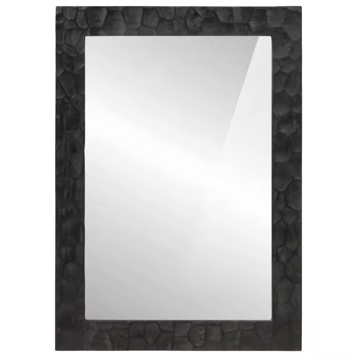 Espejo bañoEspejo de baño madera maciza mango y vidrio negro 50x70x2,5 cm - 1