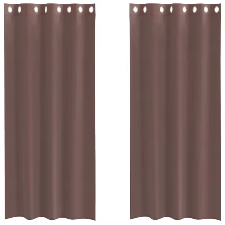Cortinas de gasa con ojales 2 uds marrón 140x225 cm - 1