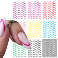 Set De 9 Piezas De Guías De Uñas Francesas Con Diseño De Colores Gradiente Adhesivas Para Decoración DIY Herramientas De Stencil - details 1