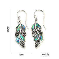Pendientes Colgantes Boho Ético De Pavo Real Metal Carved Azul Epoxy Pequeño Para Mujer Joyería Tribal Vintage - details 0
