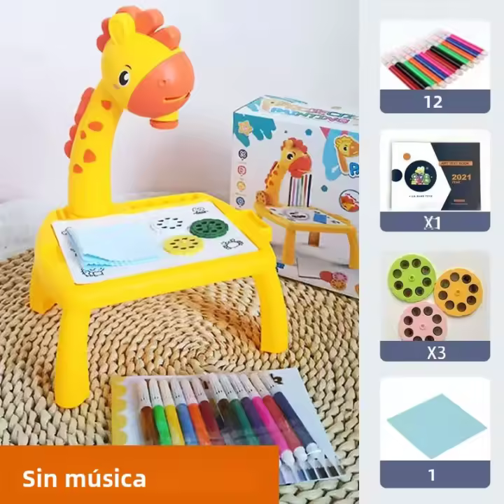Mesa De Dibujo Con Proyector LED Para Niños Set De Pintura Educativo Juguete De Aprendizaje Tablero De Dibujo Para Niños De 3-6 Años - 1