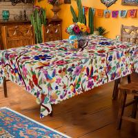 VIKAMA Teléfono De Mesa Redondo Retro Con Bordado Floral Diseño De Pájaro Y Flor Colorido Impermeable Y Resistente Al Aceite Cubierta De Cocina Moderna Para Hogar Y Restaurantes - details 3