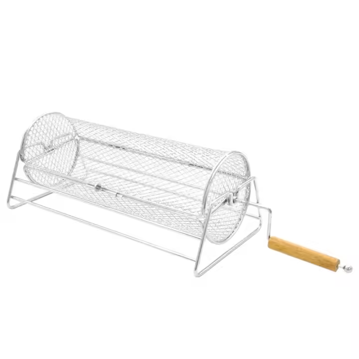 Carcasa De Barbacoa Manual En Acero Inoxidable Con Base Y Carretel Rotativo Para Exterior Relleno De Rotisserie Herramienta De Cocina Resistente Al Calor - 1