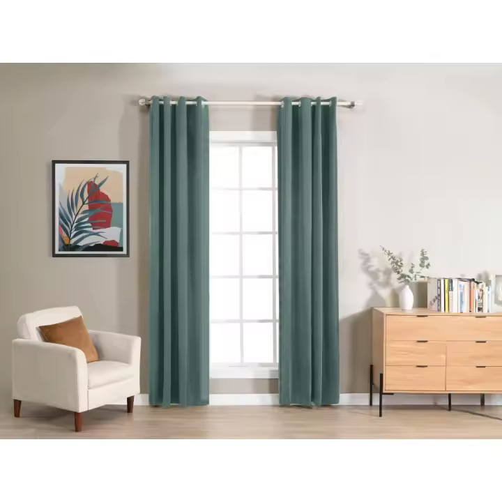Vente-unique - Juego de 2 cortinas de terciopelo - L. 135 x A. 260 cm - Azul noche - KOLAMI - 1