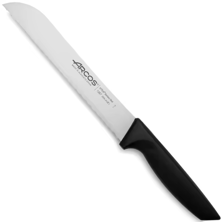 ARCOS Niza - Cuchillo Panero (200 mm) - Hoja de Acero Inoxidable Nitrum® - Mango Negro de Polipropileno (PP) - 135700 - 1