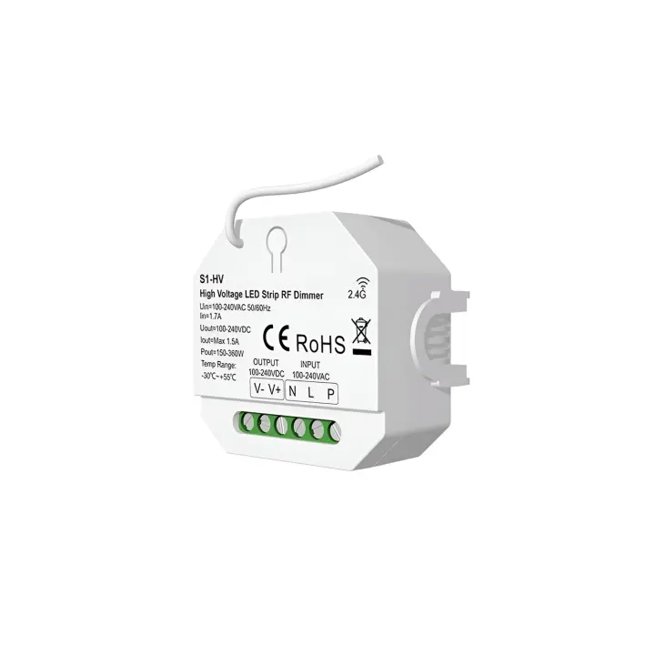 Ledkia Controlador Regulador Tira LED Monocolor 220-240V AC Compatible con Pulsador y Mando RF Monocolor - 1