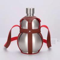 Botella De Vino Portátil De Acero Inoxidable 304 Flasque Ruso En Forma De Calabaza Con Funda Para Copa Ideal Para Actividades Al Aire Libre Y Deportes - details 3