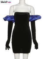 Vestido De Veludo Sin Espalda Para Mujer Con Guantes Nublados Bodycon Elástico Romántico Francesa Para Fiesta De Cumpleaños Vacaciones Streetwear - details 10