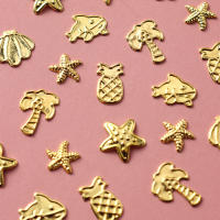 6Grillas De Lujo Para Uñas Con Encantos De Océano Con Delfín Y Estrella De Mar Diseño De Hawaii Figuras De Metal Dorado Accesorios De Arte De Manicura - details 8