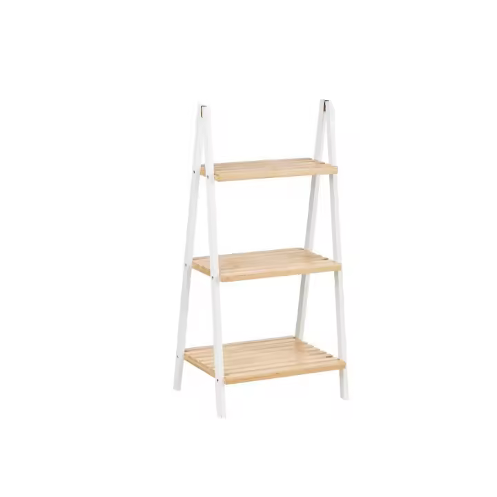 STARLEY- BERILO Estanteria Escalera  Estantes Bambú Blanco 3  estante30 x 40,3 x 81,5 cm. 4 estante 30X40X109cm - 1