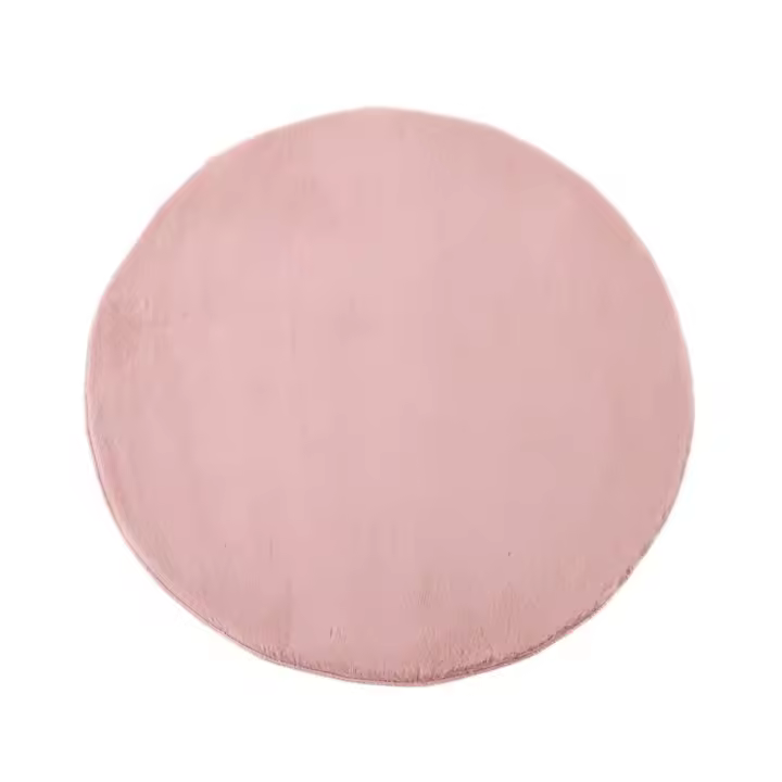 Dcasa Alfombra peluda softly rosa palo de piel sintética de 80x80 cm - 1