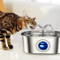 Fuente de agua para mascotas de acero inoxidable, dispensador de agua automático de 3,2 L, cuenco de agua silencioso, bandeja de filtro, con ventana de nivel de agua - details 3