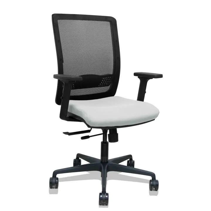 Silla Haches traslack malla negra asiento bali gris claro brazos 2D ruedas 65mm - 1