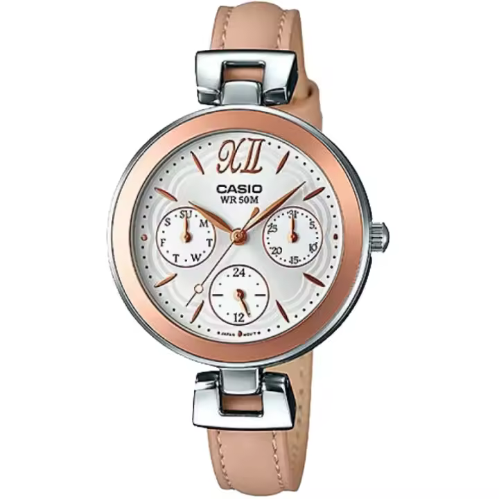 Casio  Ltp-e407l-7avdf Reloj De Pulsera Analógico Con Calendario Para Mujer Color Camel - 1