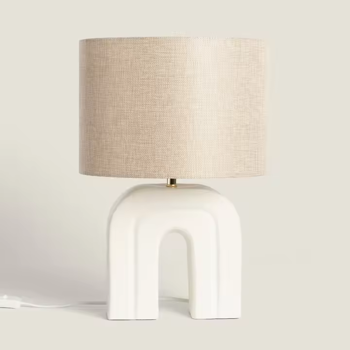 LEDKIA LIGHTING - Lámpara de Mesa | Resina y Lino | Diseño Contemporáneo | Luz Cálida | Ideal para Lectura y Relajación | IP20 Interior | Blanco Gardenia, Lino - 1
