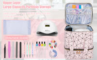 Esaltes Bolsa de Uñas, Organizador Pintauñas de Almacenaje Portátil de Doble Capa, Estuche Manicura Grande para Lámpara de Uñas y Accesorios, Neceser de Viaje (Rosa) - details 2